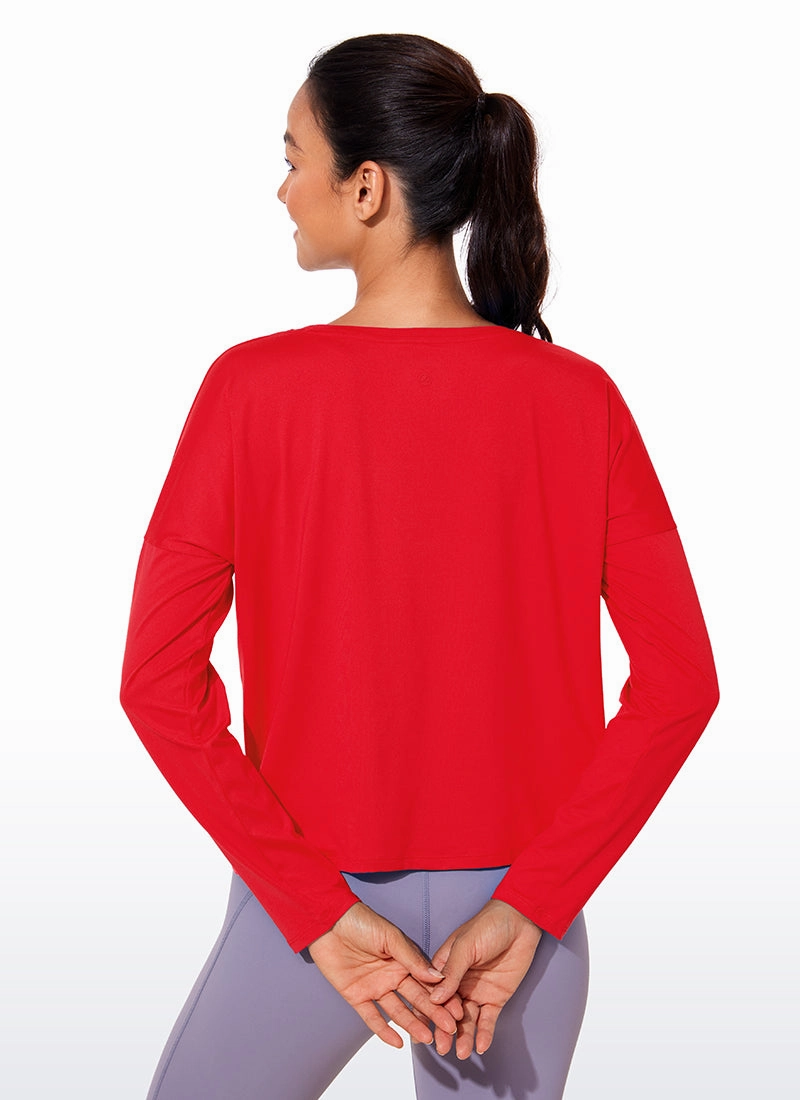 UPF 50  Lightweight Heather Cropped Long Sleeves
