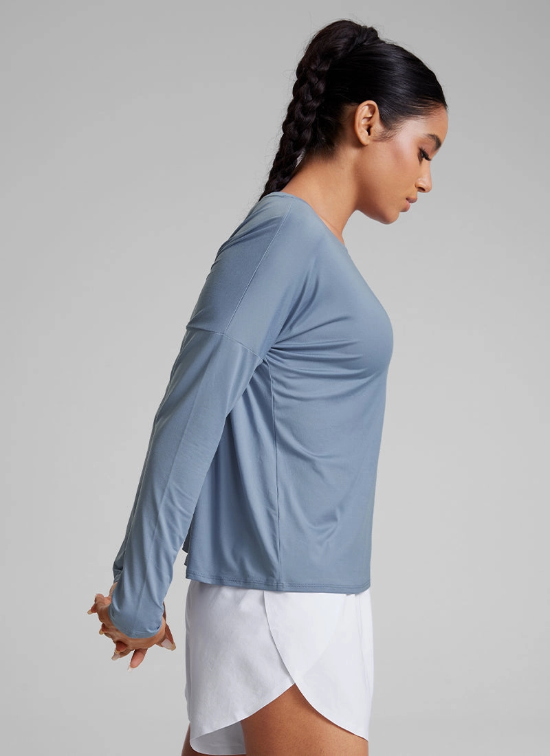 UPF 50  Lightweight Heather Cropped Long Sleeves