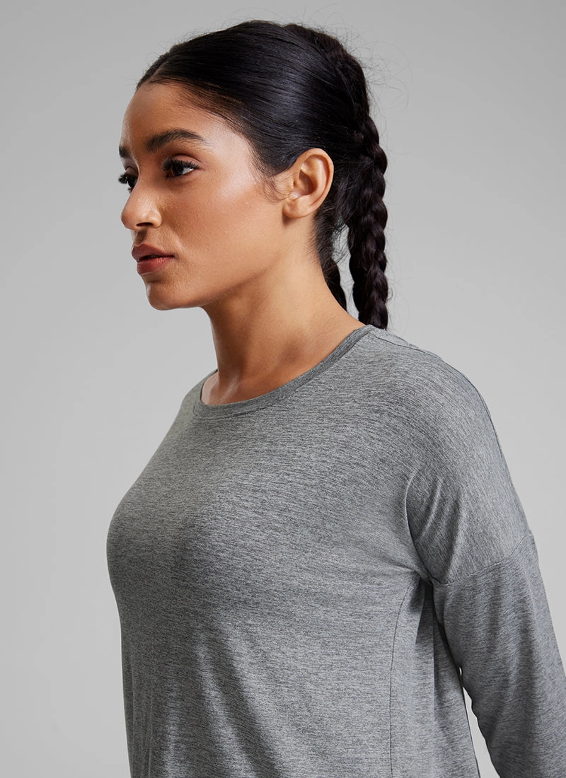 UPF 50  Lightweight Heather Cropped Long Sleeves