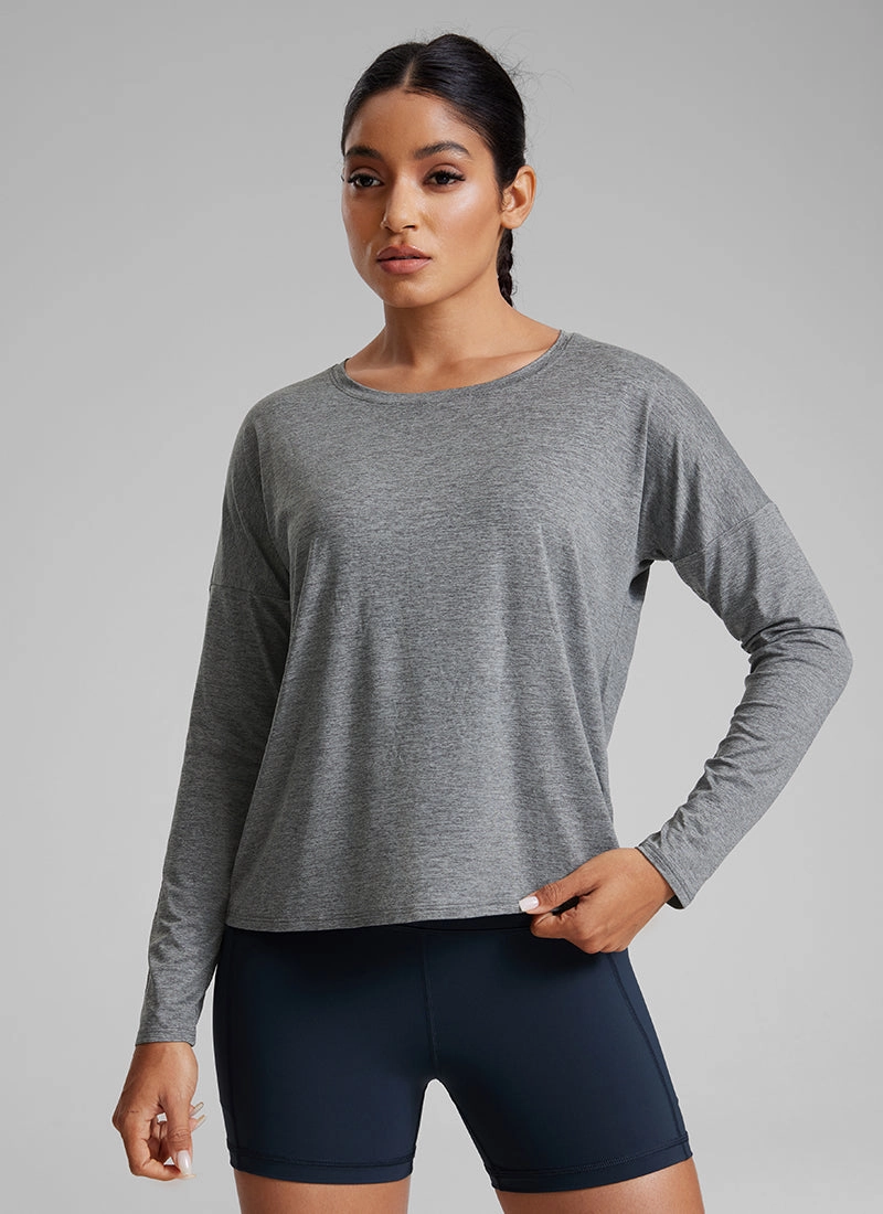 UPF 50  Lightweight Heather Cropped Long Sleeves