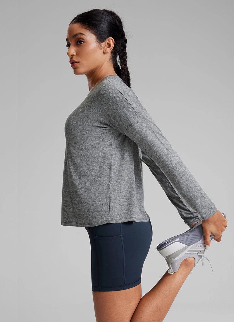 UPF 50  Lightweight Heather Cropped Long Sleeves