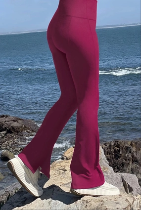 Victoria - Festival Fuchsia - Split Flare Comfortable Legging (High - Waist)