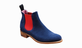 Violet - Navy Suede / Red Elastic