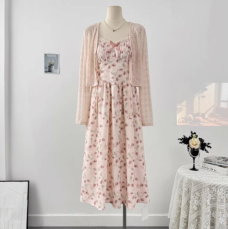 Watercolor Tulips Cami Midi Dress (3 Colors)