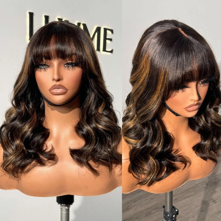 Weekly Special | Breathable Cap True Scalp Blonde Highlight Loose Wave Glueless Minimalist Lace Wig with Bangs