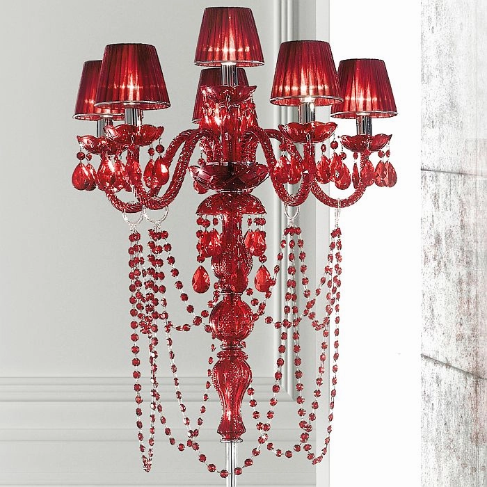 White, red or black chandelier wall light with shades