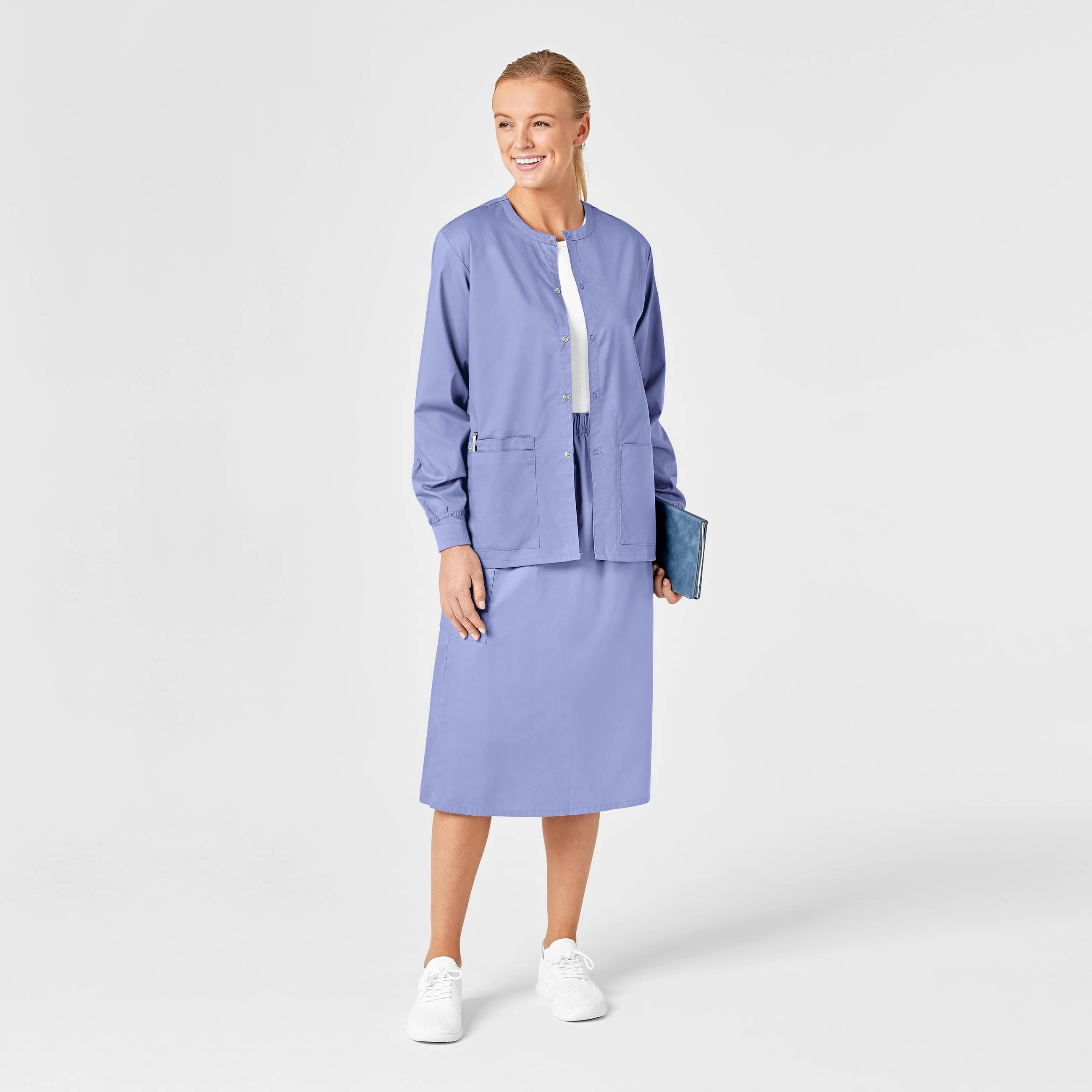 WonderWORK Women's Pull On Cargo Scrub Skirt - Ceil Blue
